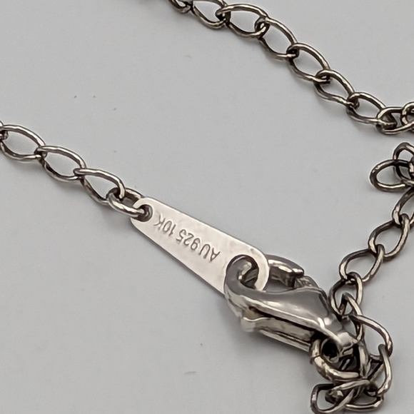 10K Yellow Gold 925 Sterling Silver Modernist Wire Abstract Necklace - Picture 8 of 11